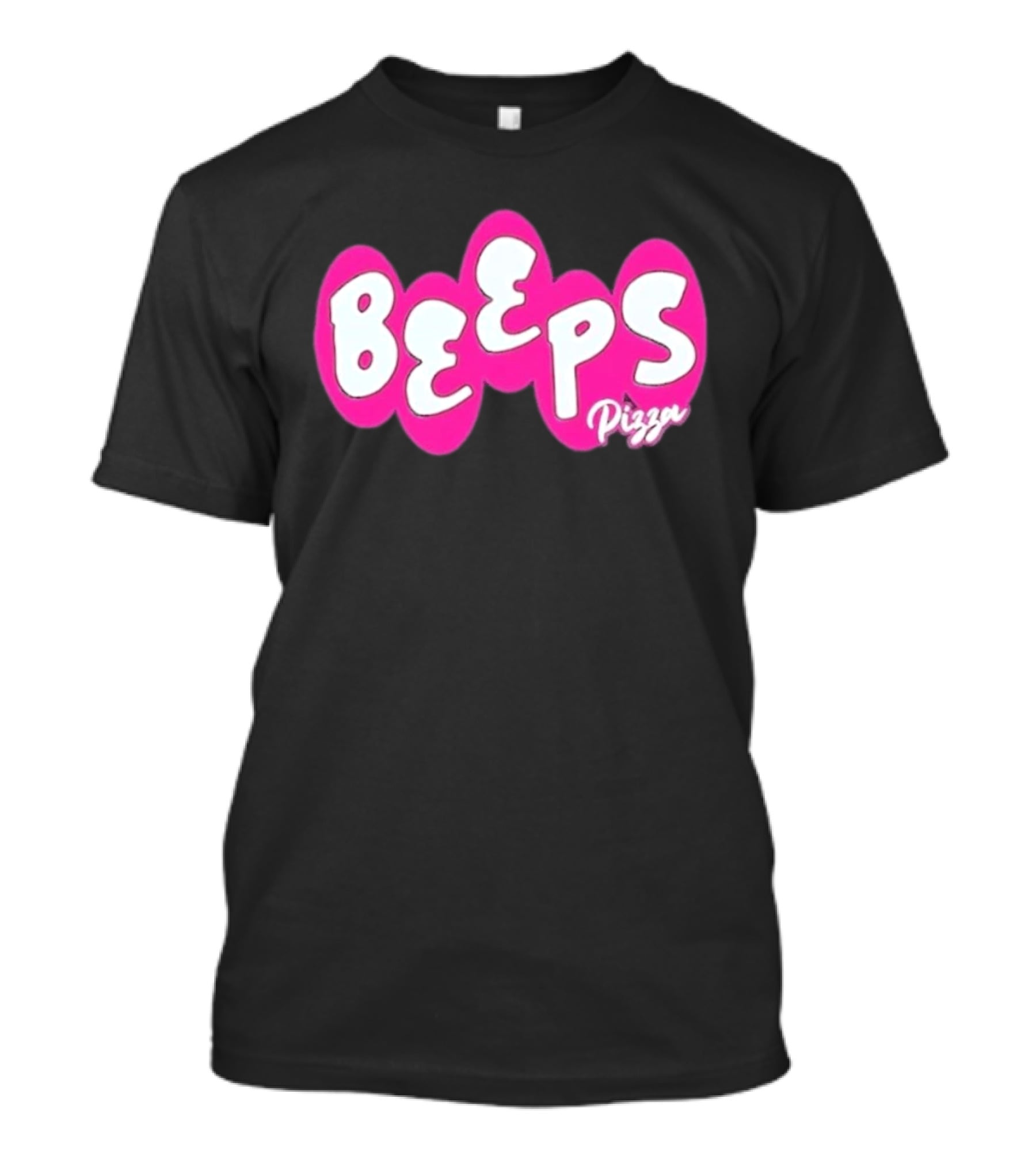 Beeps Pizza Retro Pink Bubble Lettering T-Shirt