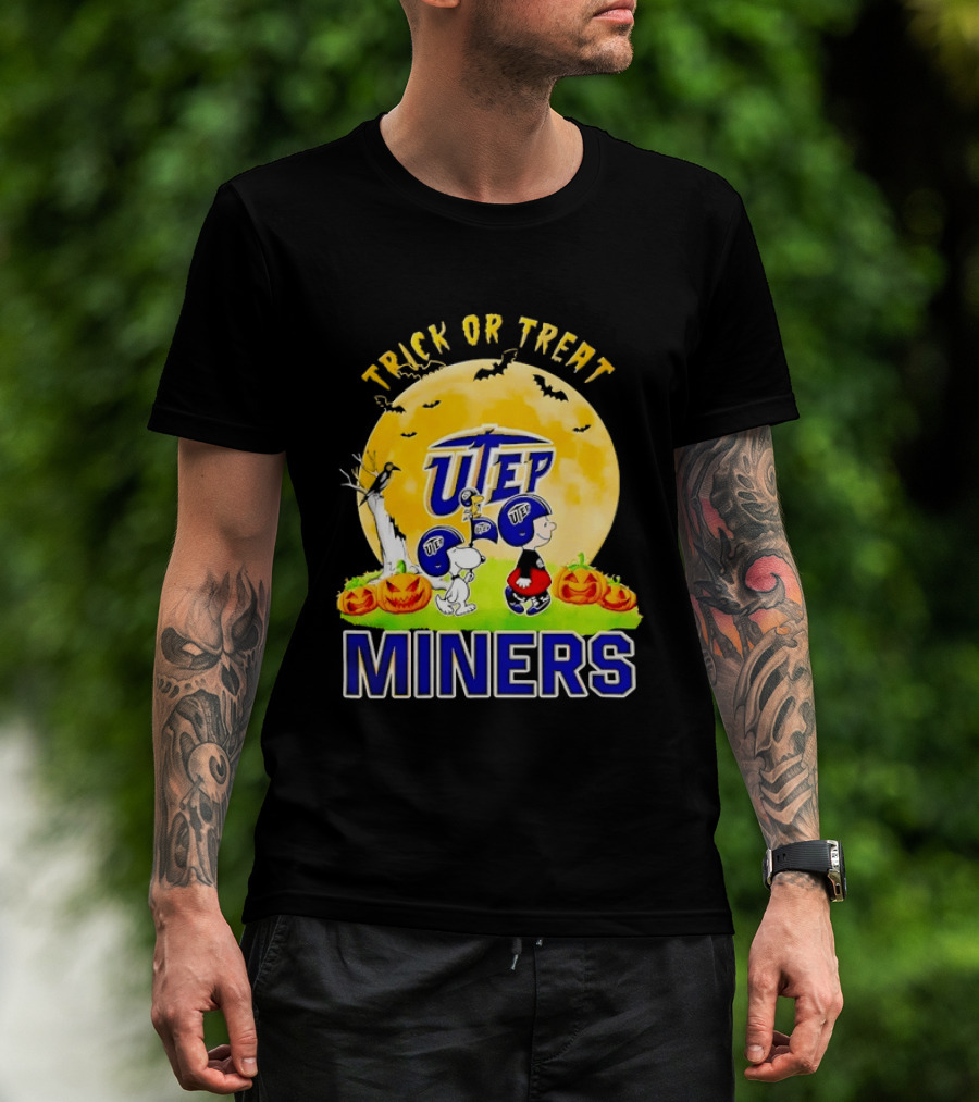 UTEP Miners Trick Or Treat Halloween With Charlie Brown And Snoopy T-Shirt