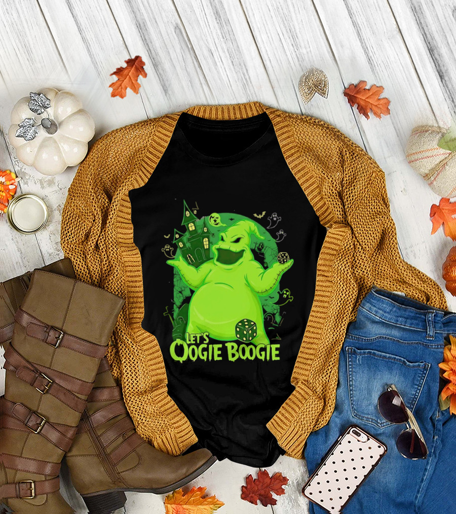 Oogie Boogie Let's Oogie Boogie Haunted Dice Green Ghosts Nightmare Before Christmas T-Shirt