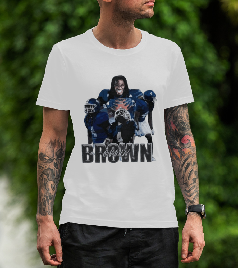 Camden Brown Football Wide Receiver Collage Blue Jersey 4 T-Shirt