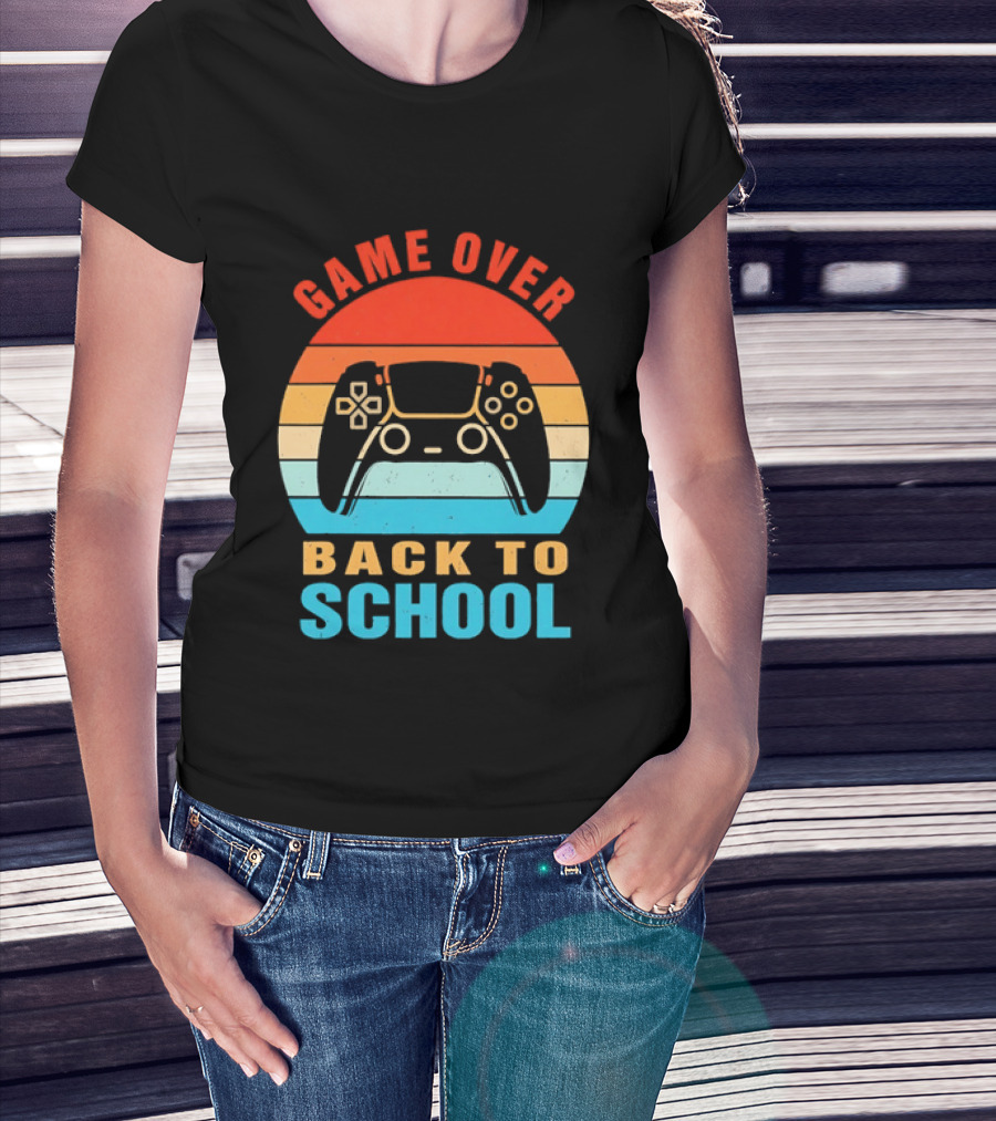 Game Over Back To School Gamer Vintage Controller T-Shirt
