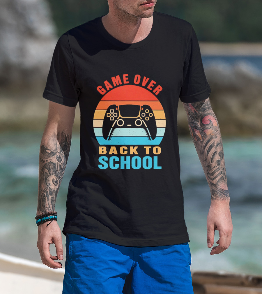 Game Over Back To School Gamer Vintage Controller T-Shirt