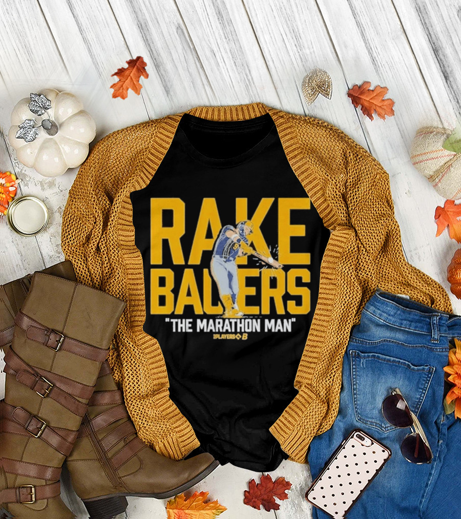 Rake Bauers The Marathon Man Baseball Player Swing Action T-Shirt