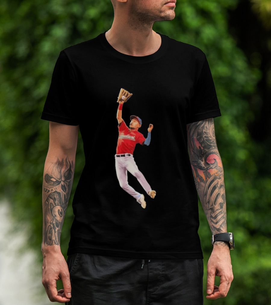 Steven Kwan Cleveland Guardians Baseball Action Player Jump T-Shirt