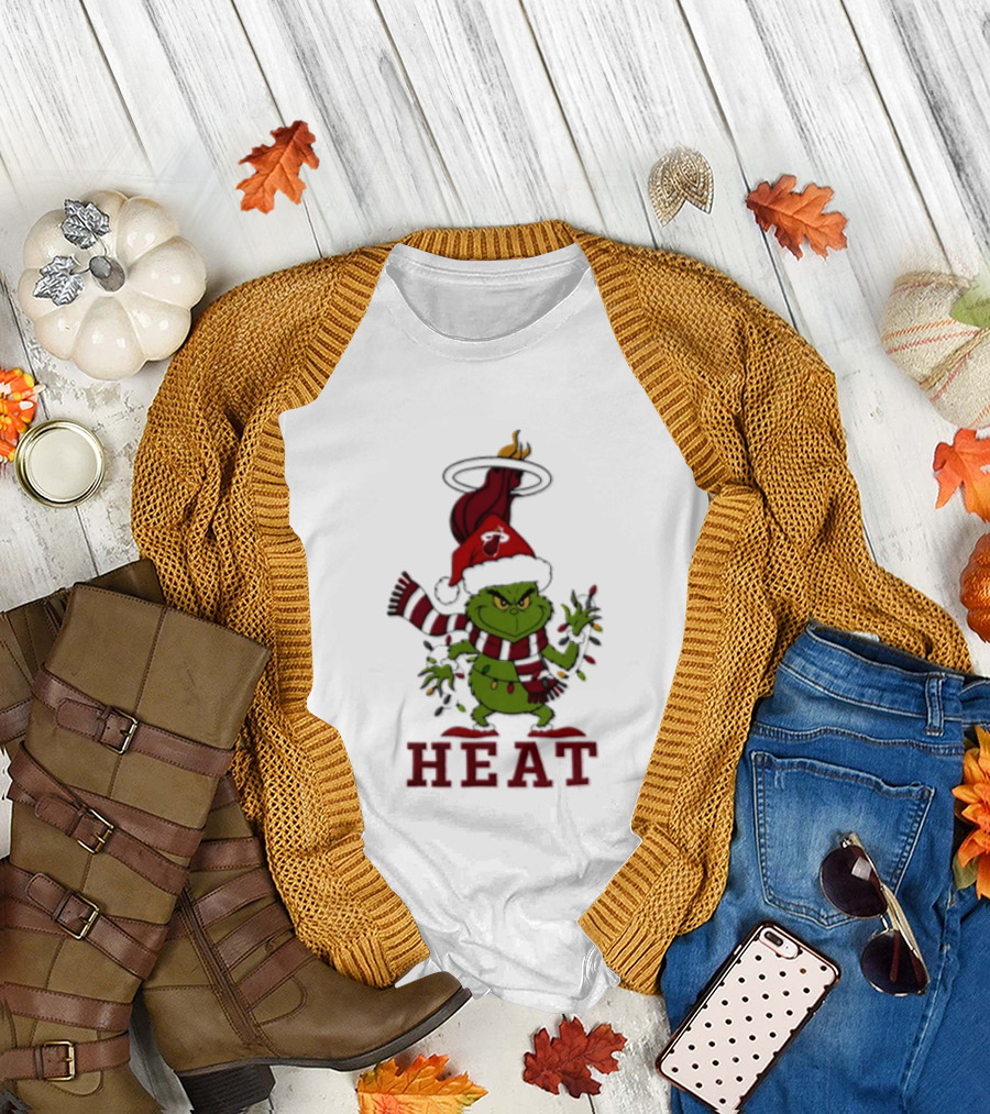 Grinch Miami Heat Christmas Lights 2026 T-Shirt