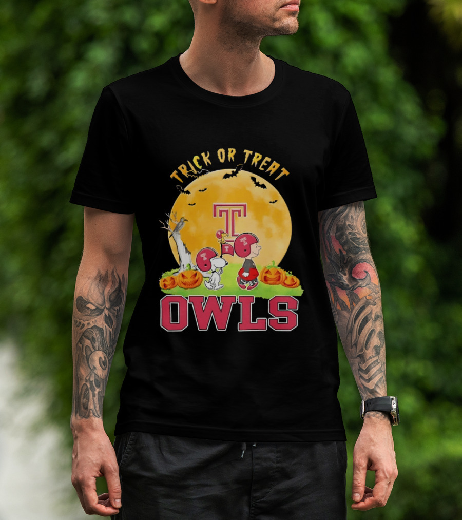 Trick Or Treat Temple Owls Charlie Brown Snoopy Halloween T-Shirt