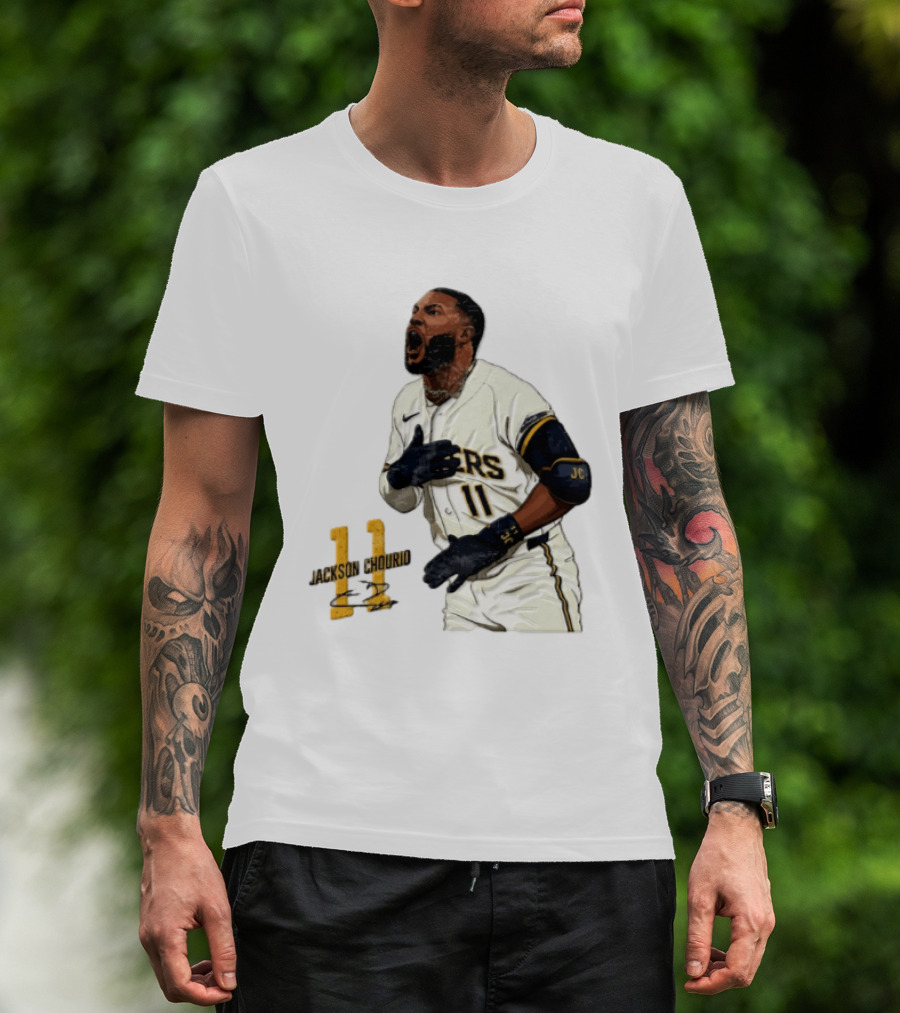 Jackson Chourio 11 Brewers Baseball Player Celebration T-Shirt