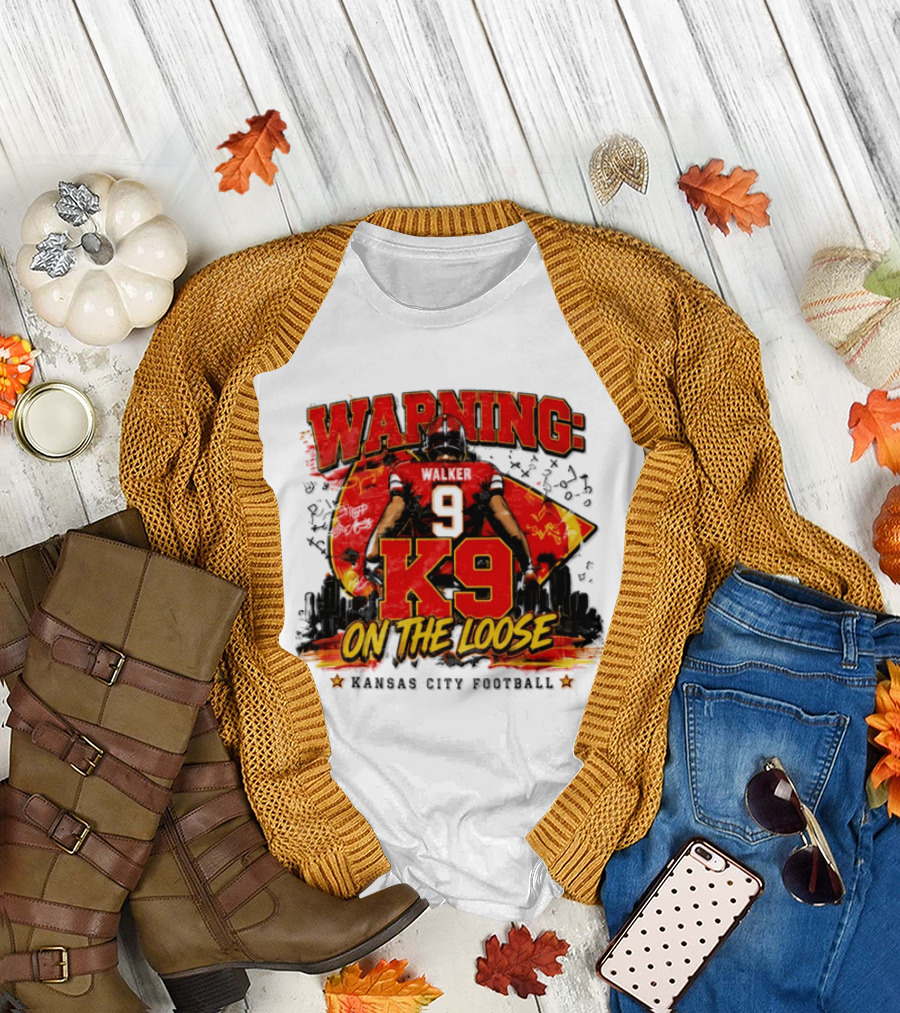 Warning K9 On The Loose 9 Kansas City Football T-Shirt