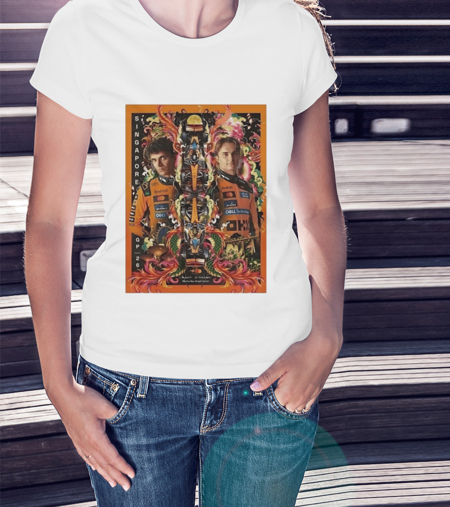 Singapore GP 2026 Oscar Piastri McLaren Racing Art By Ervance Dwiputra T-Shirt