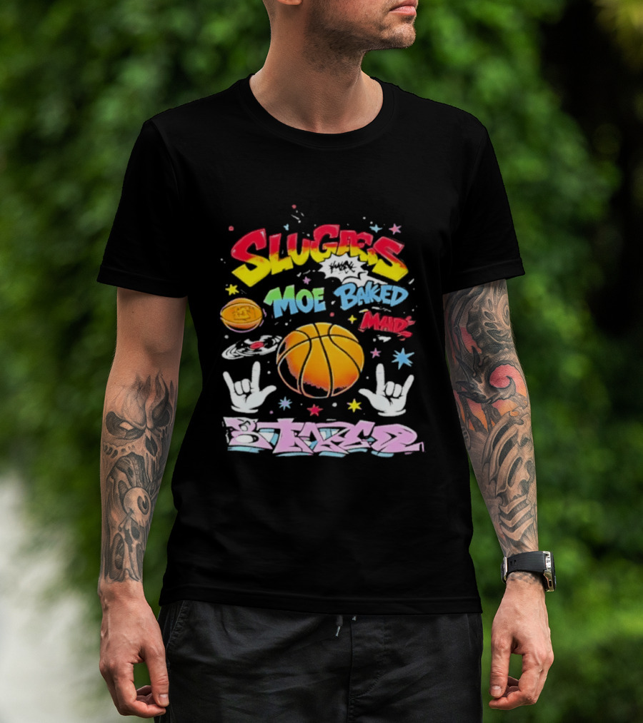 SLUGAS Moe Baked Mad Bikers Basketball Streetwear T-Shirt
