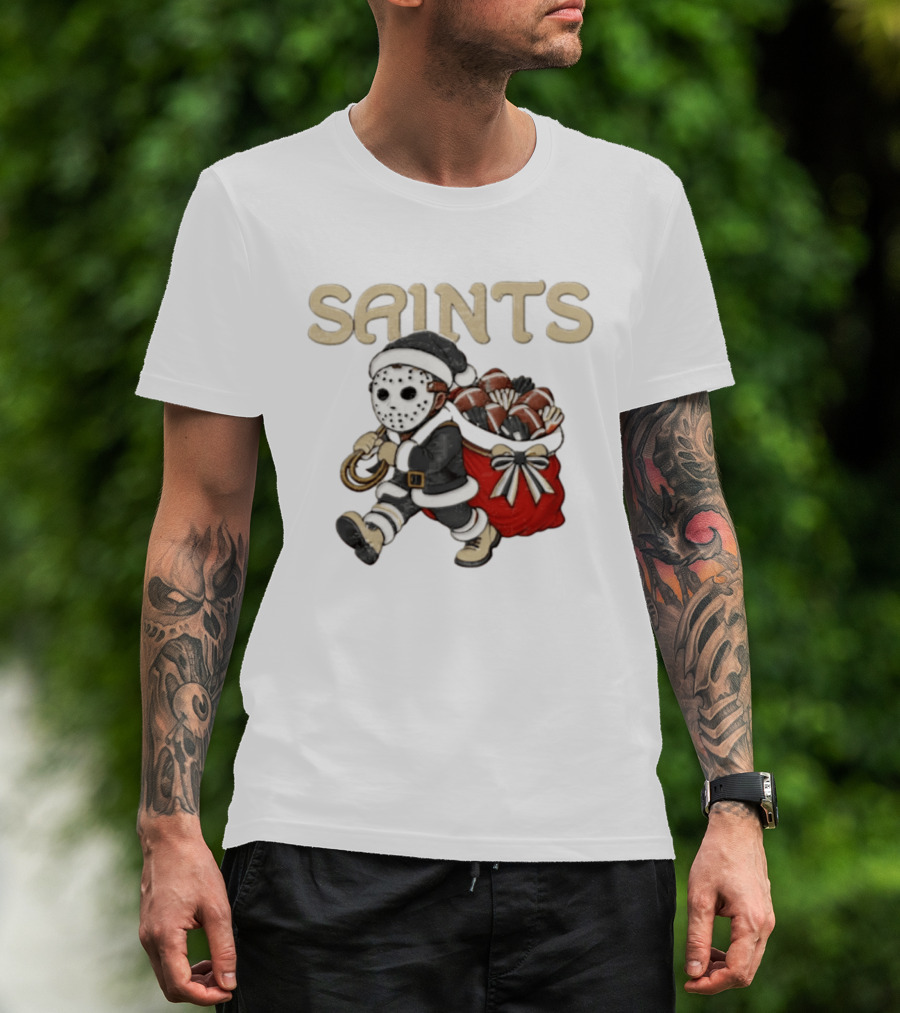 SAINTS New Orleans Football Christmas Horror Santa T-Shirt