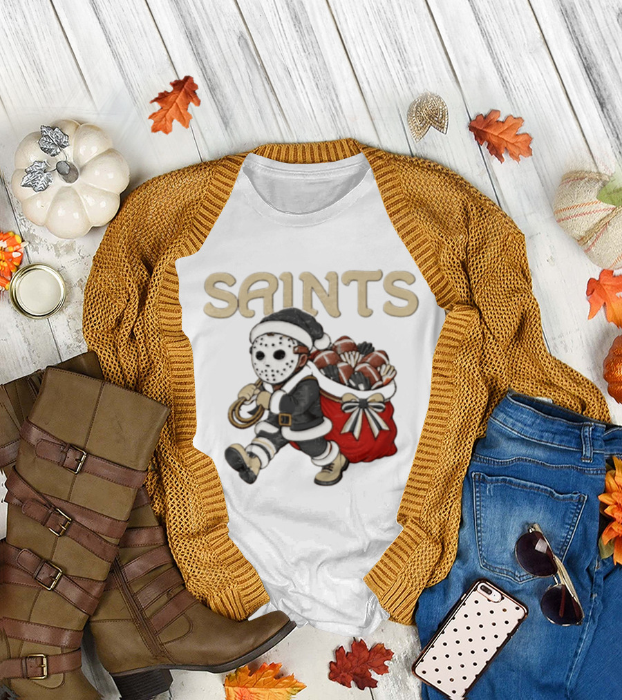 SAINTS New Orleans Football Christmas Horror Santa T-Shirt
