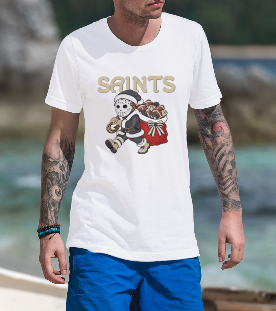 SAINTS New Orleans Football Christmas Horror Santa T-Shirt
