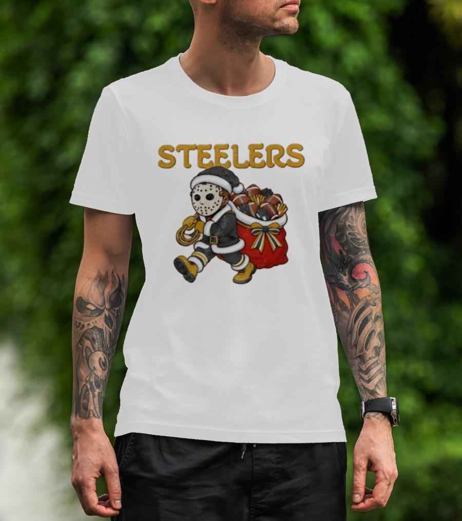 Pittsburgh Steelers Christmas Santa Jason Football T-Shirt