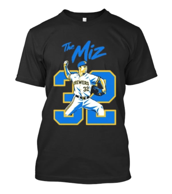 The Miz Milwaukee Brewers 32 MLB Baseball Player Pitching T-Shirt