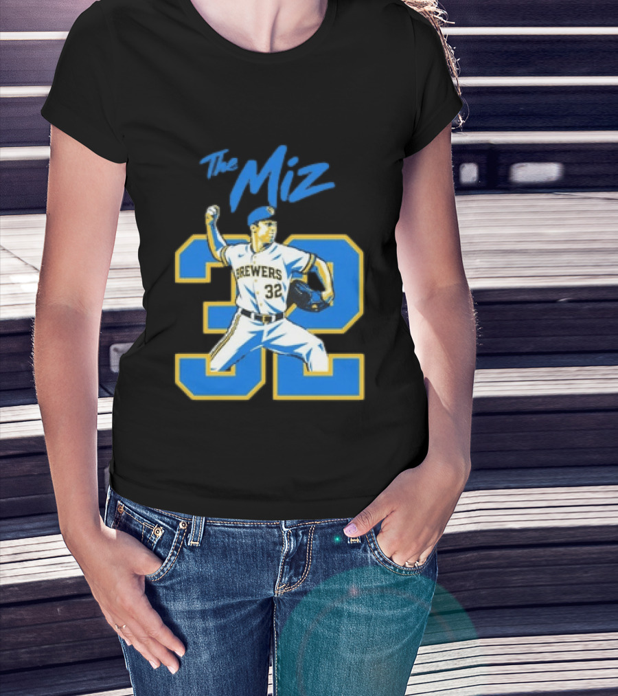 The Miz Milwaukee Brewers 32 MLB Baseball Player Pitching T-Shirt