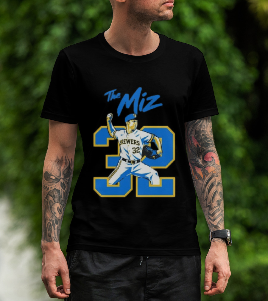 The Miz Milwaukee Brewers 32 MLB Baseball Player Pitching T-Shirt