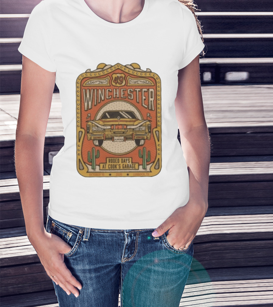 49 Winchester Rodeo Days At Cook's Garage Lubbock TX October 16 2026 Classic Car And Cactus T-Shirt