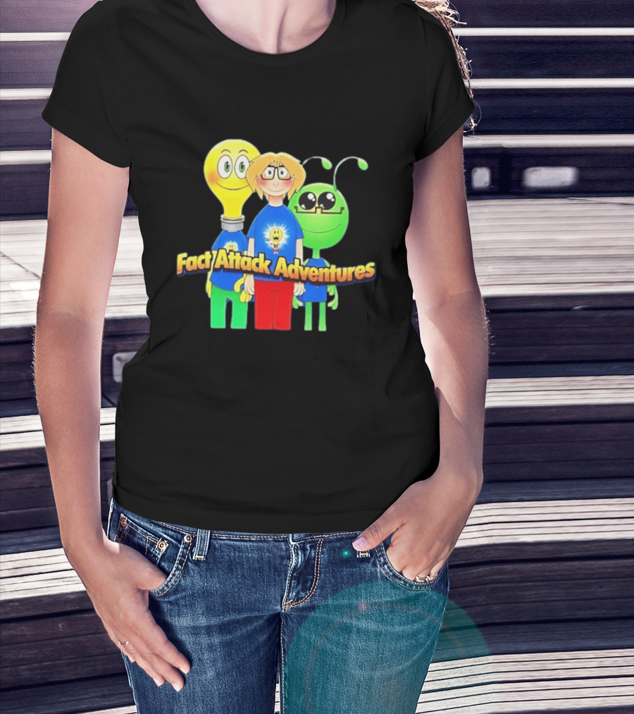 Fact Attack Adventures Cartoon Characters T-Shirt