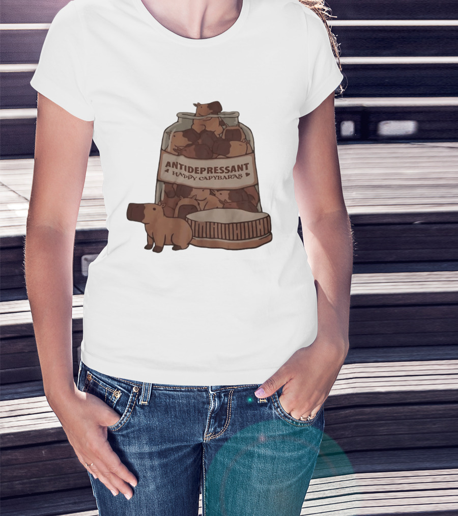 Antidepressant Happy Capybaras Jar Capybara T-Shirt