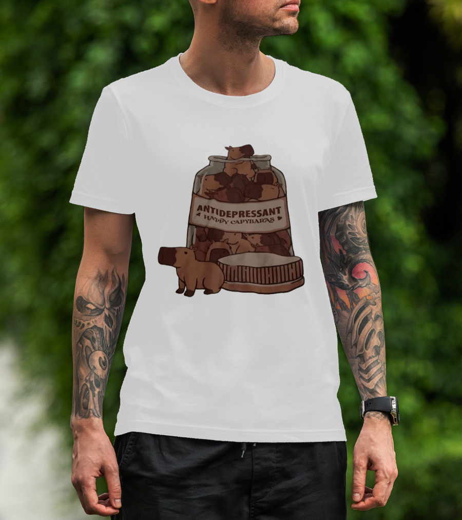 Antidepressant Happy Capybaras Jar Capybara T-Shirt