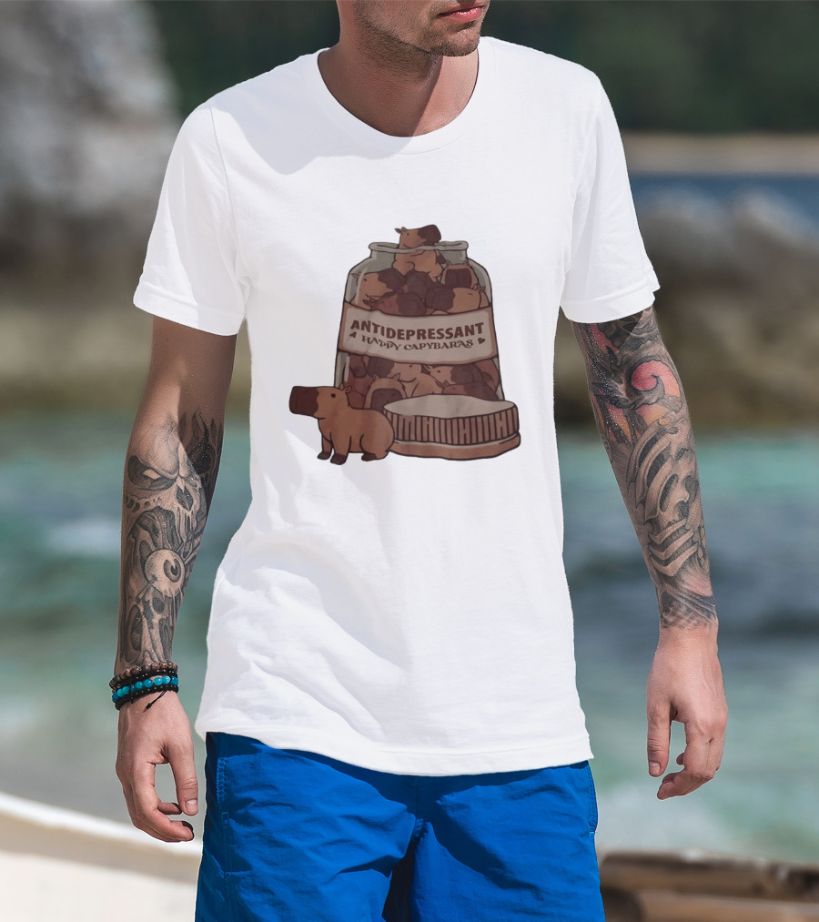Antidepressant Happy Capybaras Jar Capybara T-Shirt