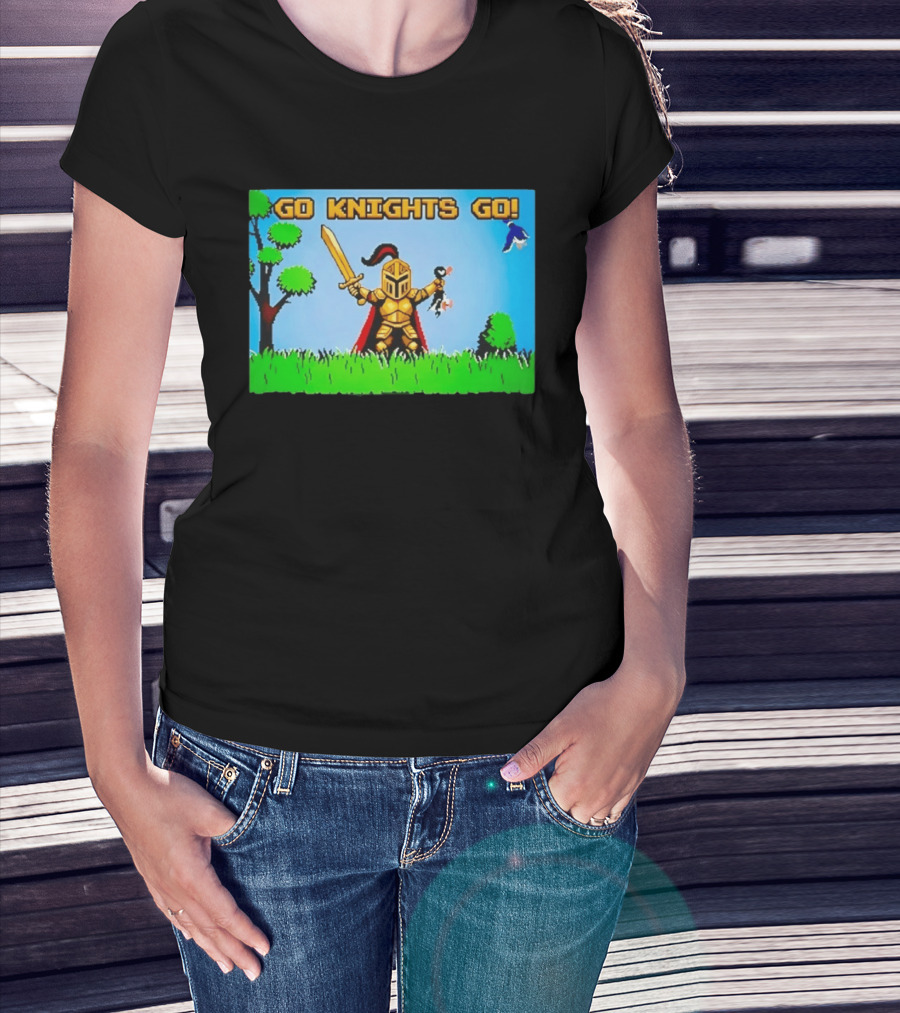 Go Knights Go Pixel Knight 8 Bit Gaming T-Shirt