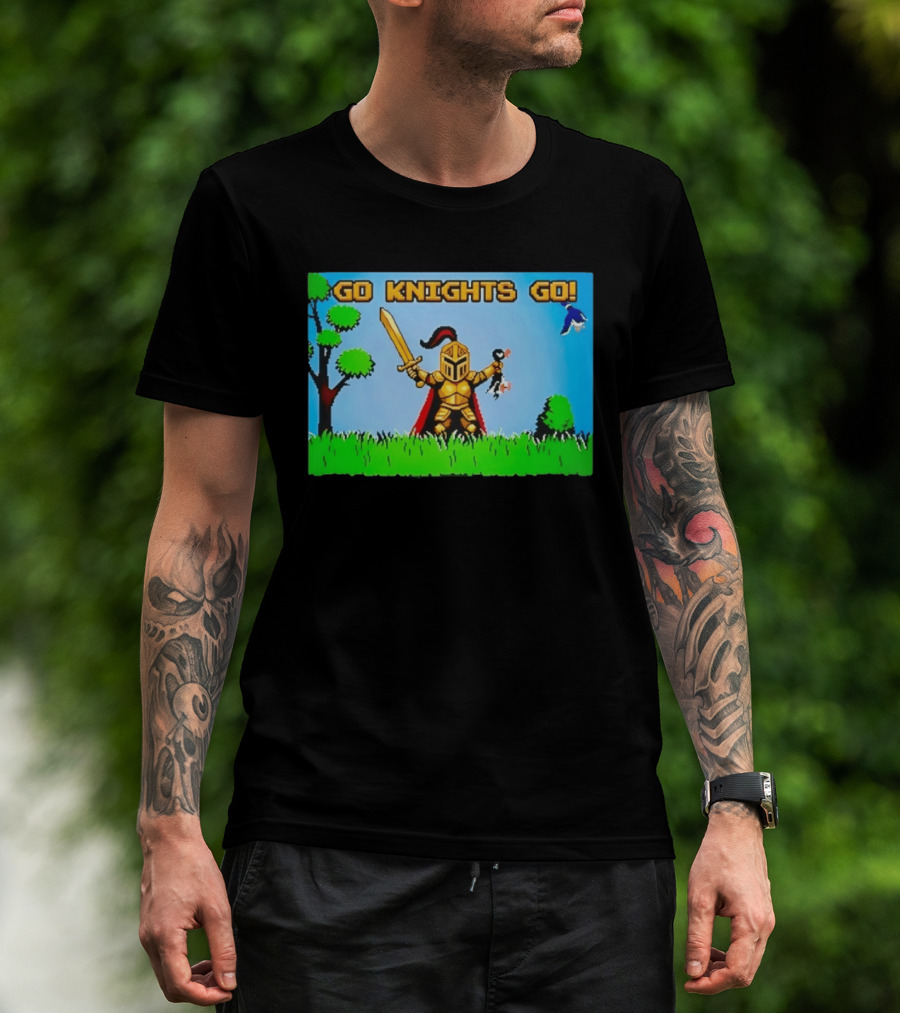 Go Knights Go Pixel Knight 8 Bit Gaming T-Shirt
