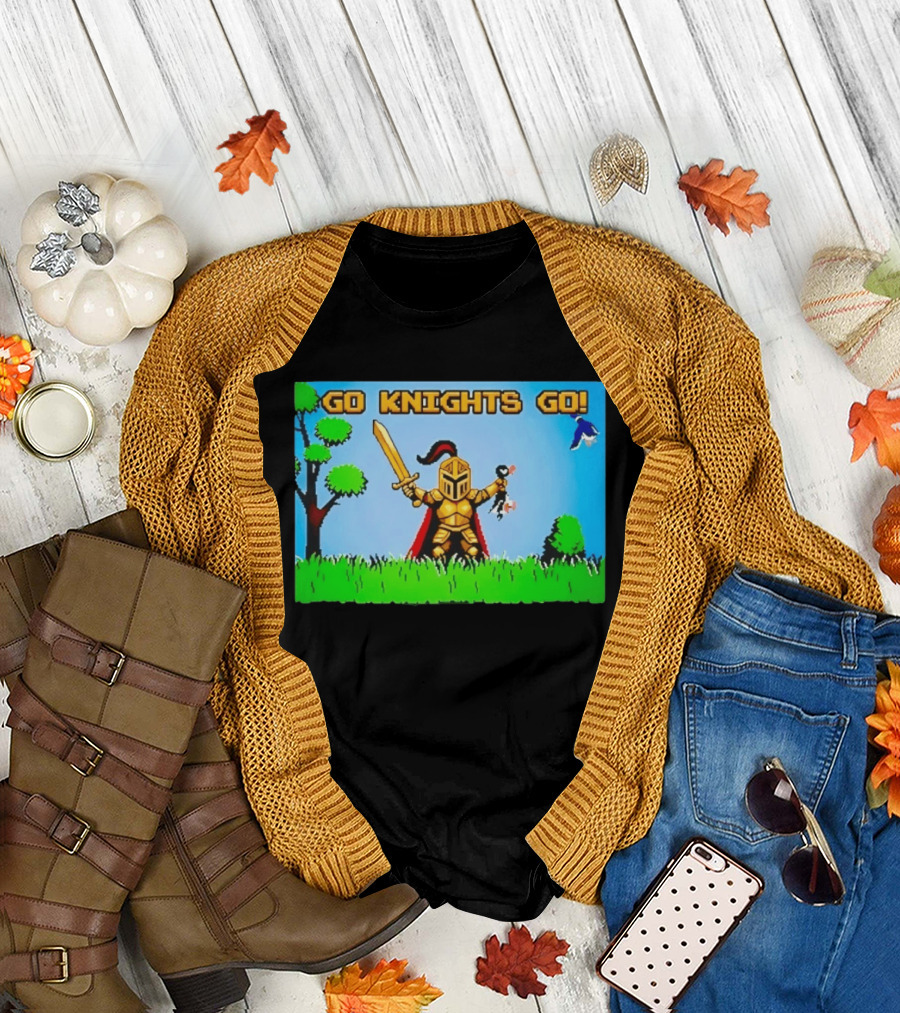 Go Knights Go Pixel Knight 8 Bit Gaming T-Shirt