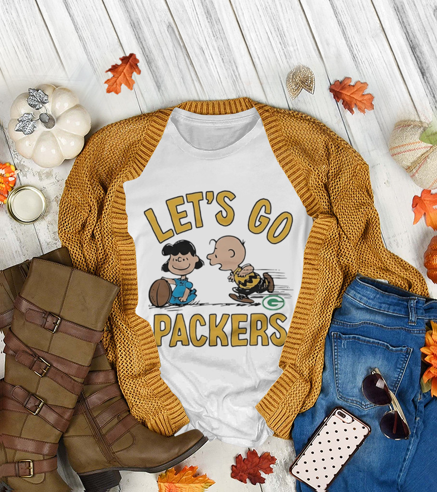 Charlie Brown And Lucy Let’s Go Green Bay Packers T-Shirt
