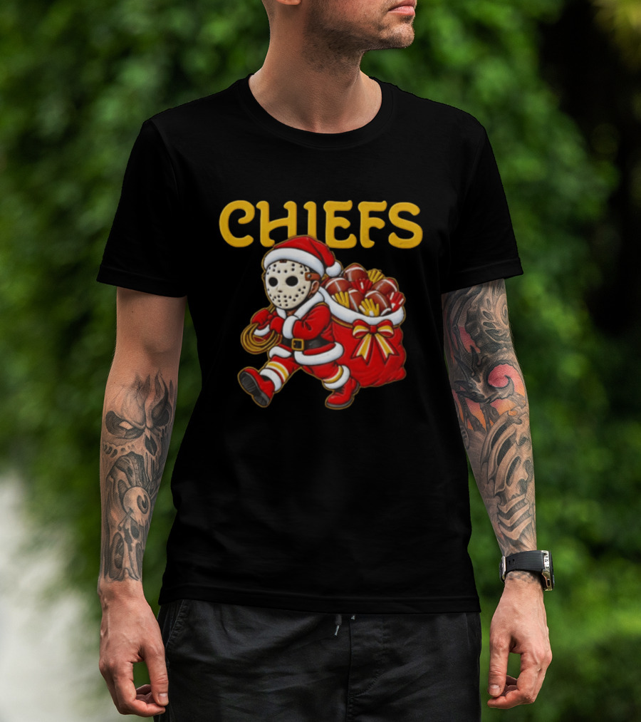 Kansas City Football Christmas Horror Masked Santa Copy T-Shirt