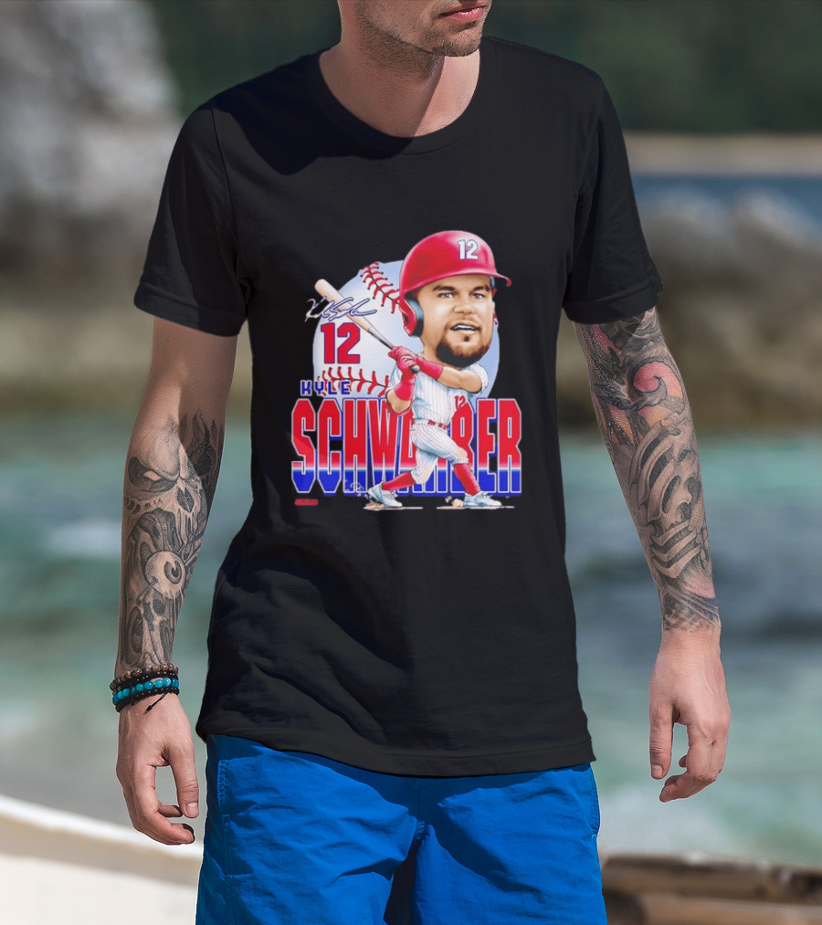 Kyle Schwarber 12 Philadelphia Phillies Caricature T-Shirt