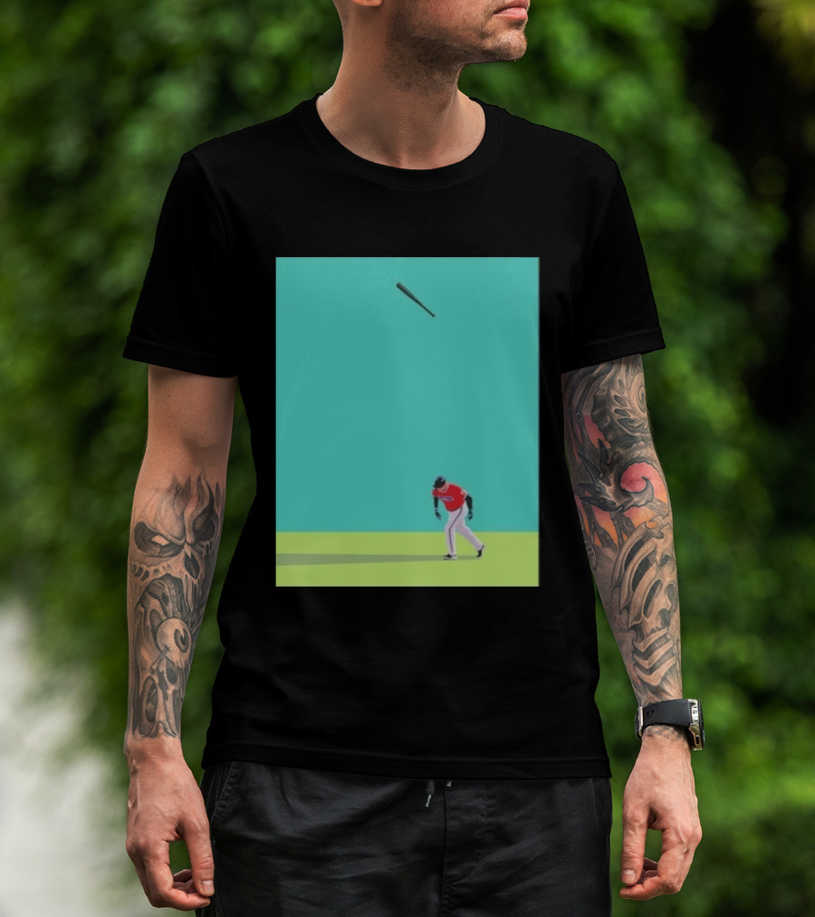 Minimalist Baseball Player Bat Flip Batter T-Shirt