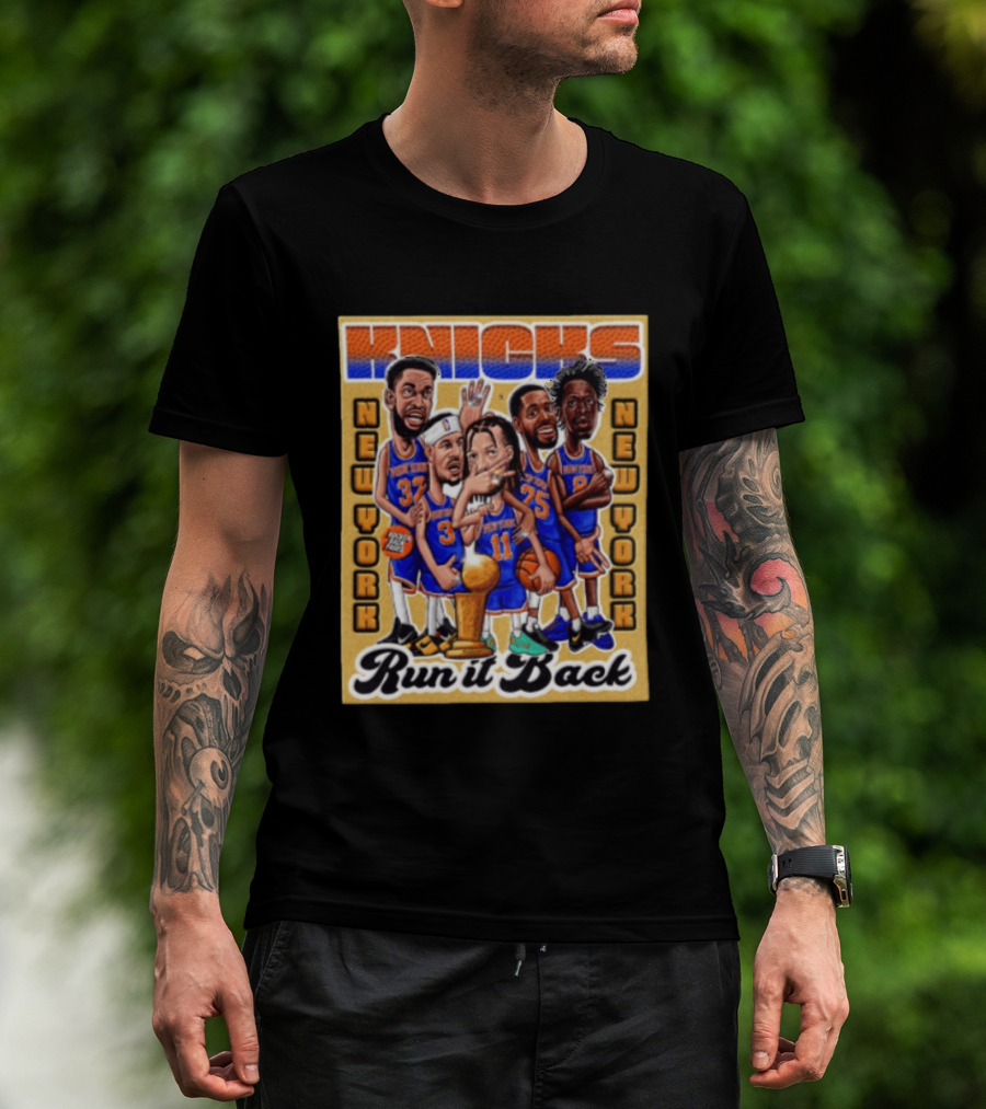 New York Knicks NBA Run It Back Players New York Caricature T-Shirt