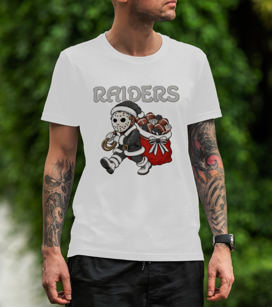 Las Vegas Silver Black Christmas Football Horror T-Shirt