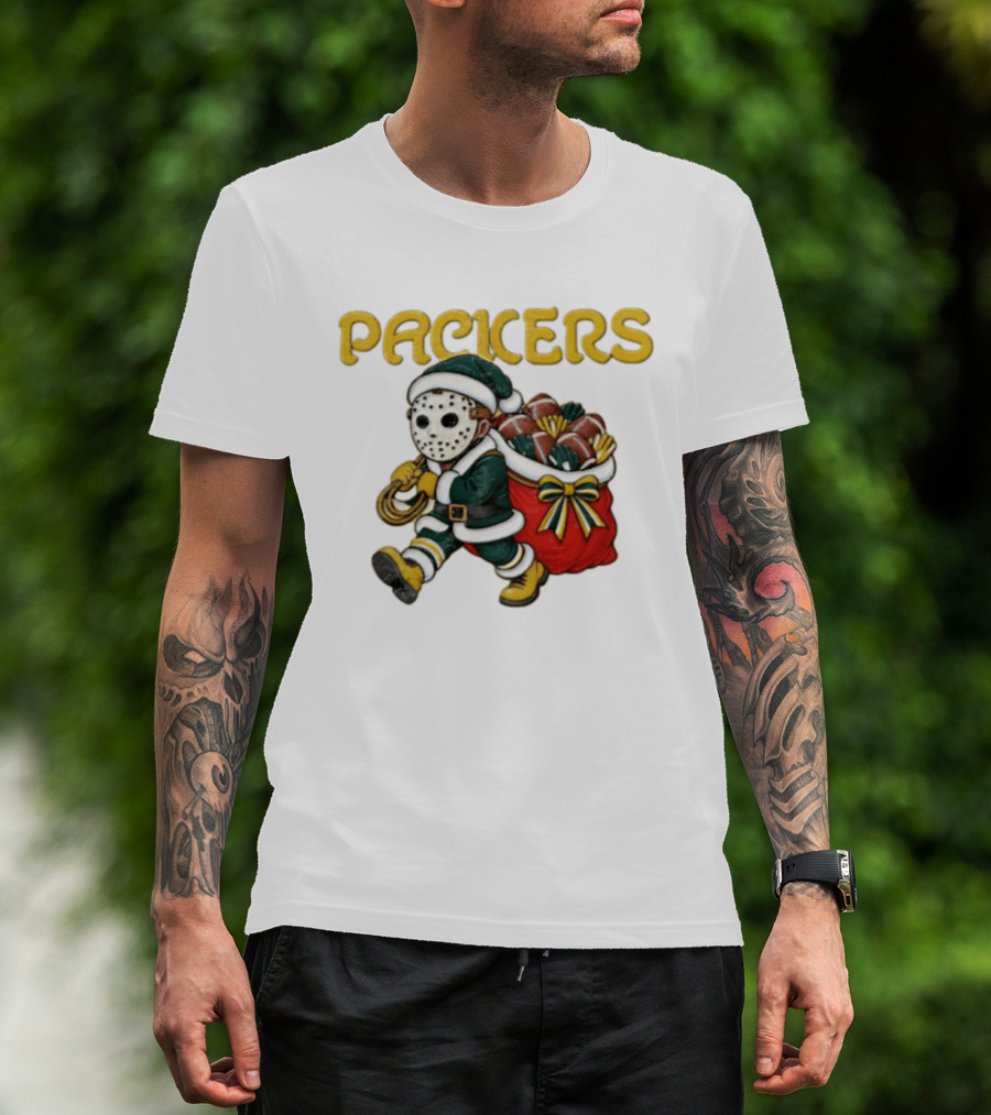 Wisconsin Green Gold Football Christmas Horror T-Shirt