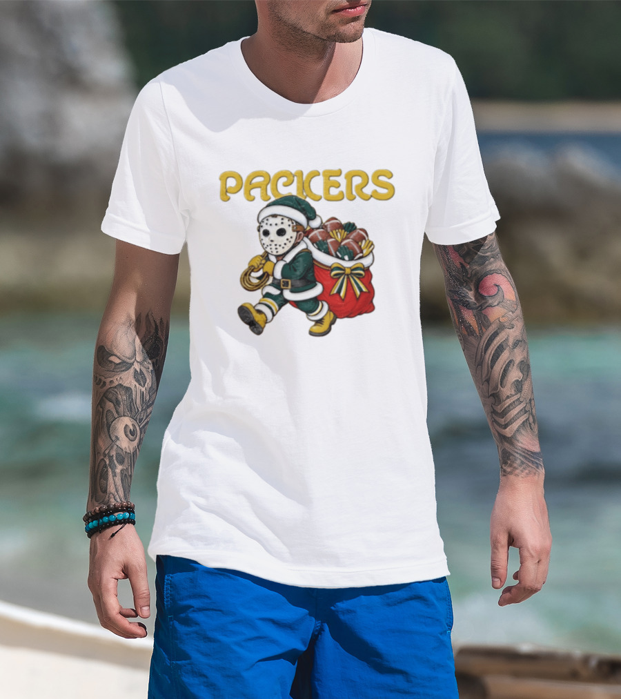 Wisconsin Green Gold Football Christmas Horror T-Shirt