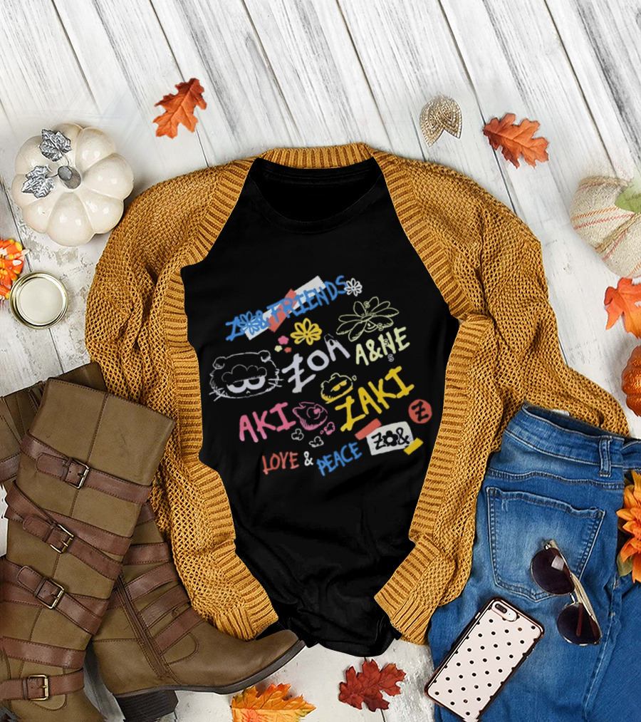 Zoa Aki Zaki Friends Love Peace A&NE T-Shirt