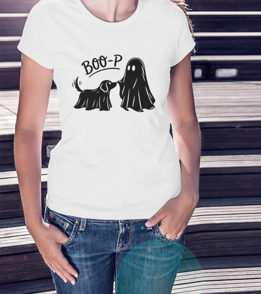 BOO P Ghost Dog Halloween Spooky T-Shirt