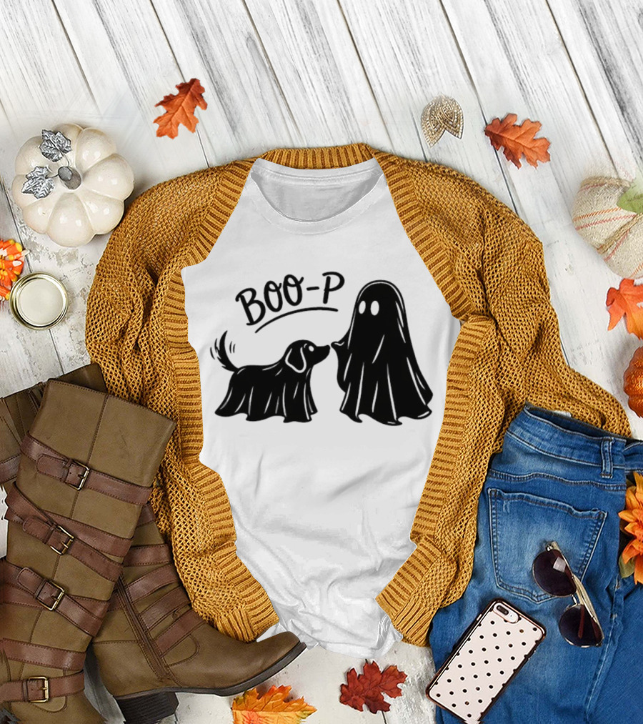 BOO P Ghost Dog Halloween Spooky T-Shirt