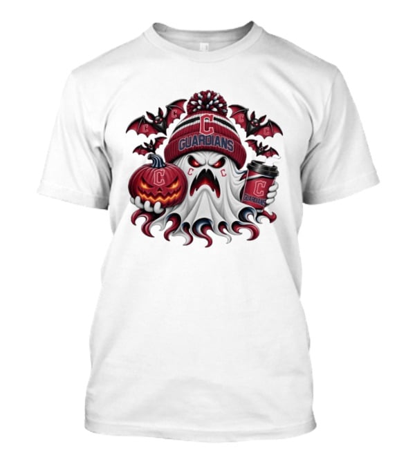 Cleveland Guardians Ghost Halloween Coffee Bat Pumpkin Spooky T-Shirt