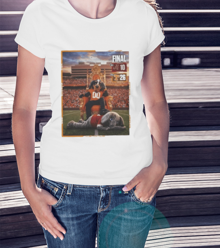 Final Score Tennessee Volunteers 26 Alabama Crimson Tide 10 College Football Victory T-Shirt