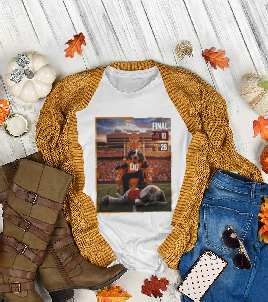 Final Score Tennessee Volunteers 26 Alabama Crimson Tide 10 College Football Victory T-Shirt