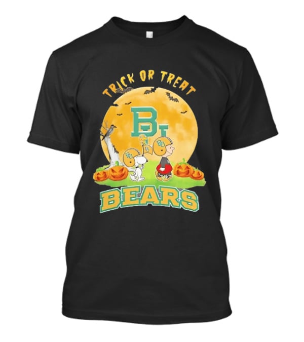 Charlie Brown Snoopy Woodstock Baylor Bears Trick Or Treat Halloween Moon T-Shirt