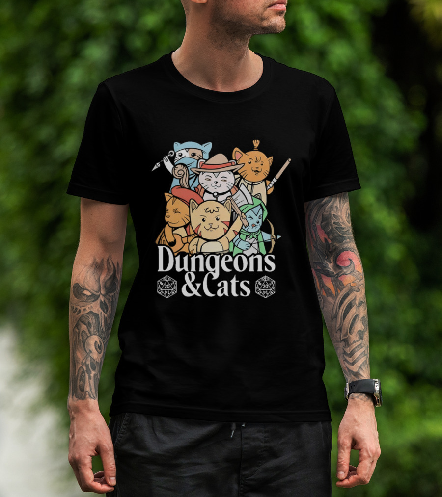 Dungeons And Cats Fantasy Role Playing Game Characters T-Shirt