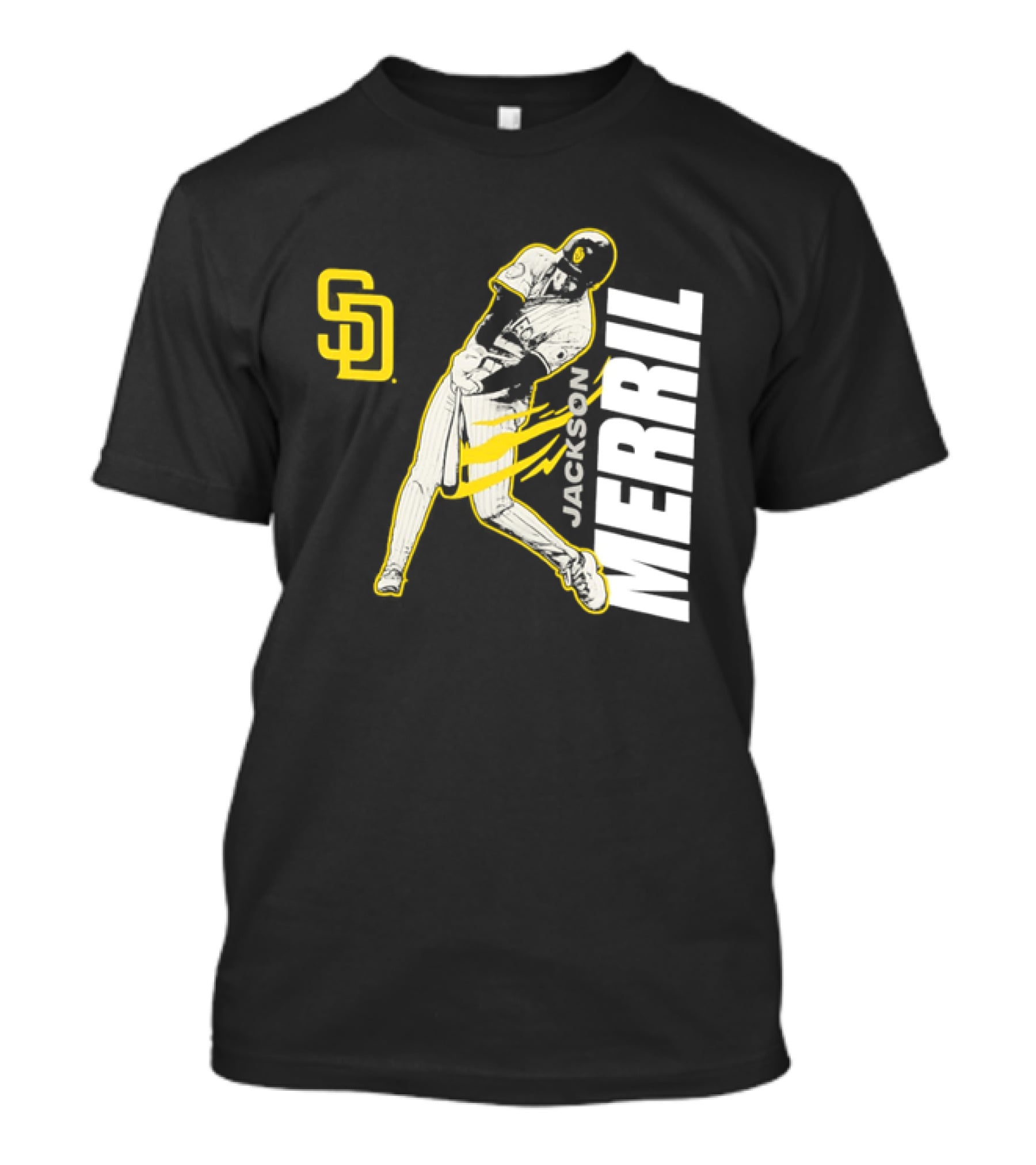 Jackson Merrill San Diego Padres SD Swinging Baseball Player T-Shirt