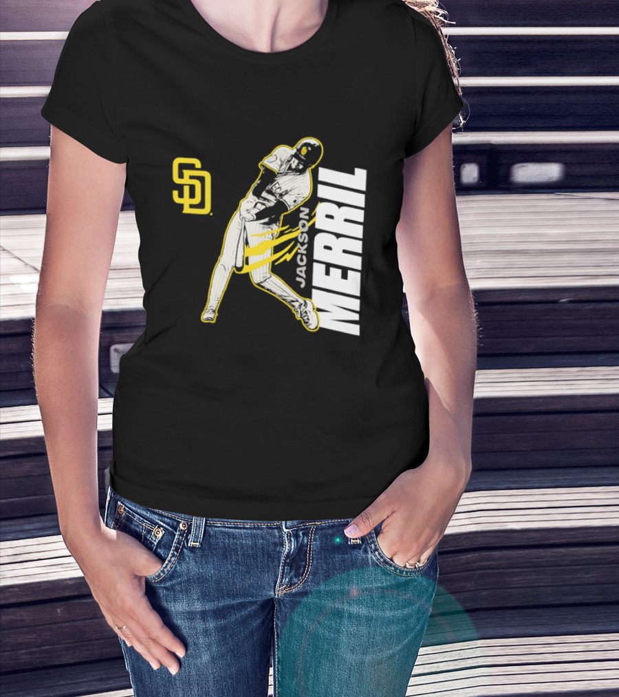 Jackson Merrill San Diego Padres SD Swinging Baseball Player T-Shirt