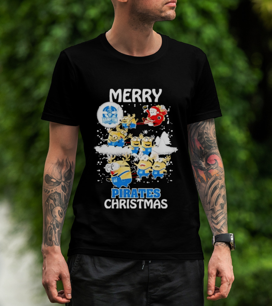 Merry Hampton Pirates Christmas Minions Festive Celebration T-Shirt