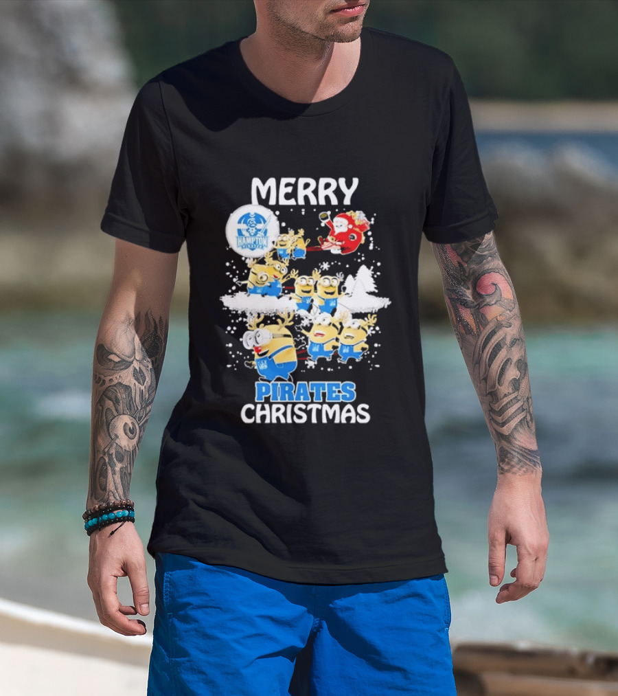 Merry Hampton Pirates Christmas Minions Festive Celebration T-Shirt