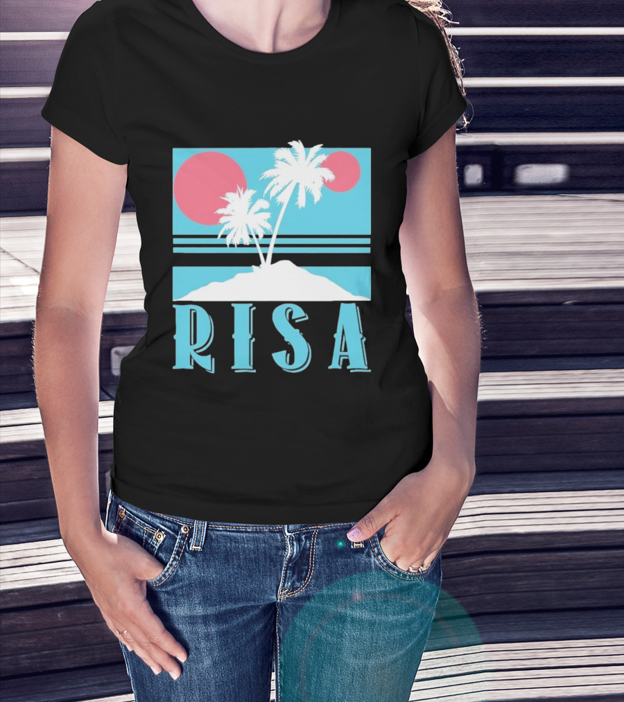 Risa Tropical Island Vacation Palm Trees And Sunset T-Shirt